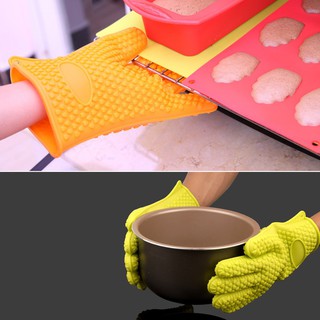 1x Silicon Heat Resistant Oven Mitts BBQ Gloves for Cooking Baking Barbecue