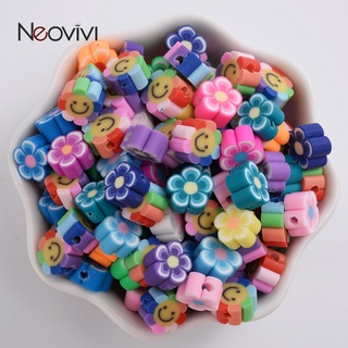 30pcs Flower Polymer Clay Beads Spacer Charm Beads DIY Jewelry Making