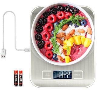Stainless Steel Digital Kitchen Scale with USB Rechargeable for Cooking & Baking 5KG/10KG Electronic