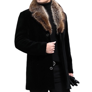 Fashion Men Coat 2021 New Wool Coat Men&#39;s Single Breasted Mid-Long Wool Windbreaker Wool Collar
