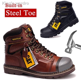 ♕☃▥Bakal Na Paa Caterpillar Safty Shoes Steel Toe Men's Work Boots Outdoor Hiking Genuine Leather