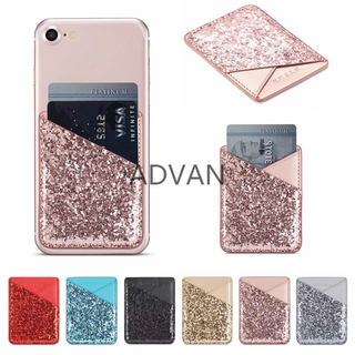 ADVAN 3M Adhesive Bling Glitter Mobile Phone Wallet Sticker For iPhone X XS Max 8 7 Phone Pocket Sticker Card Holder For Huawei Xiaomi