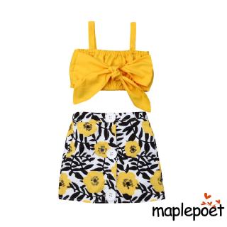 ღ𝓂ℰUK Toddler Kids Baby Girl Clothes Crop Vest Tops Skirt