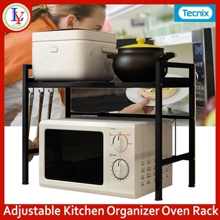 TECNIX Kitchen Organizer Microwave Oven rack Expandable Adjustable Kitchen Storage Shelf (Black)