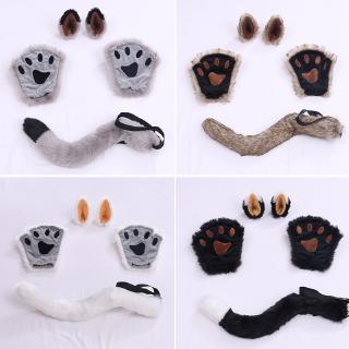 Wolf Fox Tail Clip Ear Hand Set Cat Paw Halloween Fancy Part