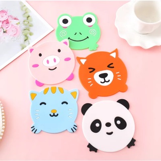 Cute Cartoon Placemat Table Mat Coasters for Frog Panda Fox Cat Silicone Water Cup Mug Placemat Cush