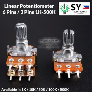 Linear Potentiometer 3 Pins 6 Pins 1K-500K Stereo Mono WH148 1K 10K 50K 100K 500K Volume Control