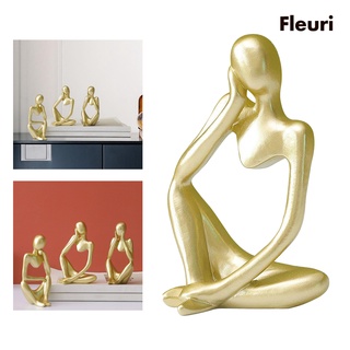 [Home & Living] Thinker Sculpture Desktop Ornament Figurine Home Statues Modern Bookcase Decor Gold