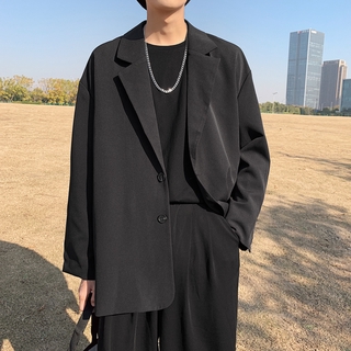 Blazer for Business Men Korean Style Suit Jacket Men's All-matching Simple High Quality Formal Mens Wear Formal Loose Black Coat (1)