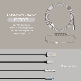 Akko Retractable Coiled Avaitor Cable, USB Type-C Extension Cord, Coiling Spring Sprial Cable for Mechanical Keyboard (2)