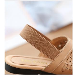 Korean Style 4-18 Years Old Kids Shoes Fashion Girls Elastic Band Soft Leather Slippers Breathable Hole Shoes (3)