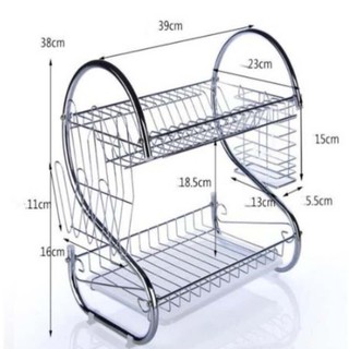 Dish Rack Double Layer Plate Bowel Cup Dish Drainer Rack Plate Holder Stainless (3)