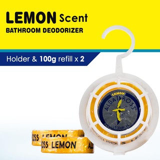 Albatross Bathroom Deodorizer Lemon 100g w/ Holder & Refill 2's