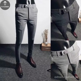 【FASHION MAN】Men's strechable Skinny Chinos suit pants Korean pants Cropped casual pants Straight pa