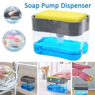 Kitchen Soap Dispenser Pump Dishwash Dispenser Sponge Holder Manual Press Liquid Pump