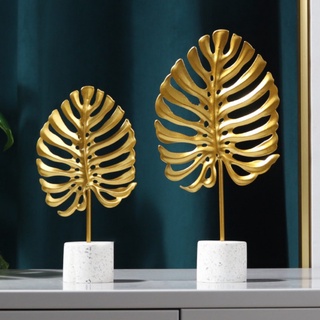 Home Decorations Golden Monstera Leaf Metal Ornaments Innovative Living Room Table Light Decoration