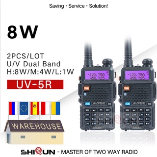 2pcs Real 5W/8W Baofeng UV-5R Walkie Talkie UV 5R Powerful Amateur Ham CB Radio Station UV5R Dual