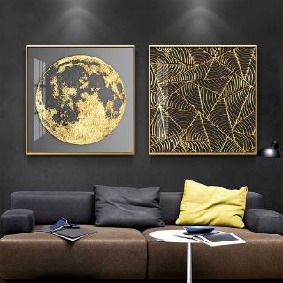 Modern Art Nordic Style Abstract Gold Foil Artwork Painting Canvas Fashion Square Burst Circle Canvas Painting