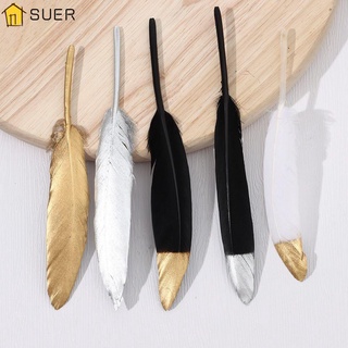 SUER 20PCS/Pack 10-15CM Plating Feathers DIY Accesories Feather Handicrafts Gold Silver Wedding Decoration Craft Making Handiwork Party Supplies Handmade Material/Multicolor