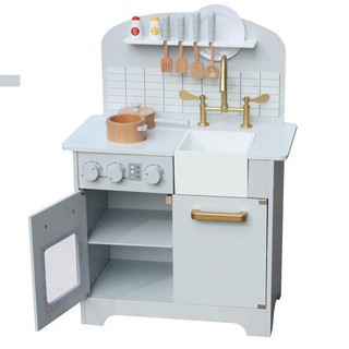 Elegant Grey and Gold Wooden Kitchen Play Set (2)
