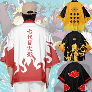 NARUTO Cosplay Costume Naruto Sasuke Coat Jacket Top kimono Haori T-shirt Short Sleeve Halloween Kimono Uniform Outerwear