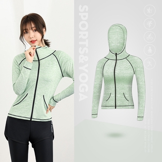 【Special offer】Women Running Jacket Yoga Jacket Hooded Zipper Jacket Fitness Clothing Top Sport Gym