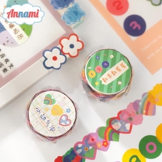 Annami 100pcs Stickers Cute Washi Tape Bear Flower Number Sticker Journal Scrapbook Decor