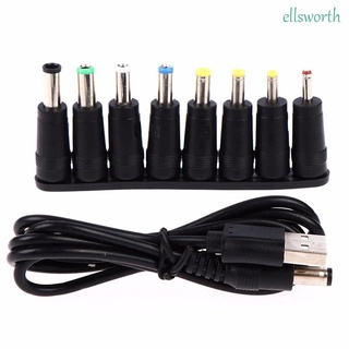 ELLSWORTH Multifunctional USB To 5521 For Router DC Interchangeable Plug DC Charging Power Cord Cable Adapter Connector Universal Charging Cable Male High Quality 8-in-1 Charging Cable/Multicolor