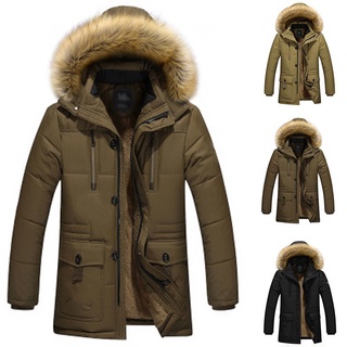 Men's Warm Down Cotton Jacket Fur Collar Thick Winter Hooded Coat Outwear Parka (1)