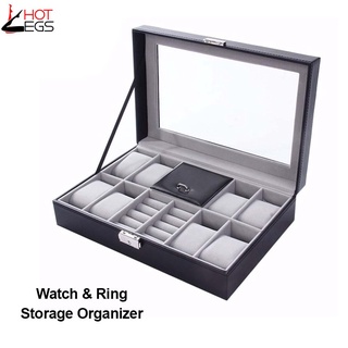 8 Grids Watch Storage Organizer Box Ring Collection Boxes (Black)