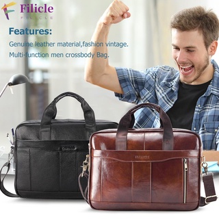 [filicle]Genuine Leather Men Briefcase Laptop Shoulder Crossbody Bag Office Handbag IEUX