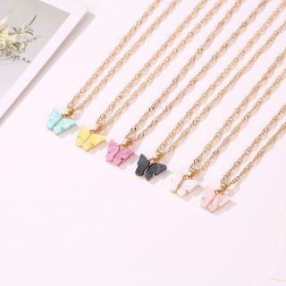 COD!Korea Sweet Butterfly Necklace Acrylic Colorful Beauty Wild Clavicle Chain Earrings