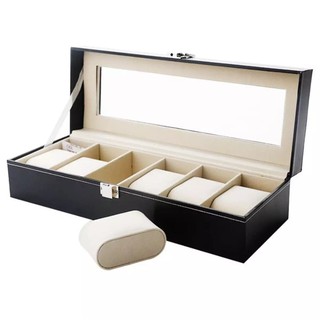 Watch Box 6 Grid Leather Display Jewelry Case Organizer (1)