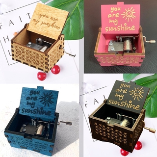 Engraved Wooden Music Box Special Gift You Are My Sunshine Music Box Kids Interesting Gifts COD (1)