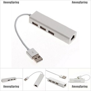 【Ready Stock】✈☆COD☆ Amongspring USB 2.0 To LAN/RJ45 Gigabit Ethernet Network Adapter 3 USB 2.0 Port
