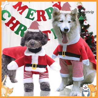 [vip]Small Large Dogs Pet Cat Cute Christmas Santa Claus Clothes Warm Outfit Costume