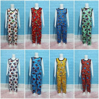 2-4yrs Boy Kids Sando Pajama Set Cartoon Character Design Terno Cotton Spandex Childrens Wear
