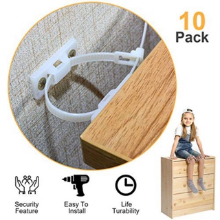 10 Packs Furniture Straps Baby Proofing Furniture Anchors Anti Tip Kit, Wall Anchor Protect
