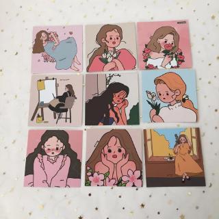 【₱ 400 libreng pagpapadala】Ins cute girl illustration series card hand account material card wall decoration photo props card