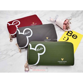 Newly designed HELLO Mickey Mouse double zipper fashion ladies wallet ladies on sale