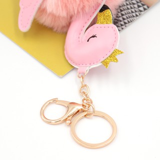 Flamingo hair ball key chain ladies bag key chain pendant plush doll key chain pendant jewelry (3)