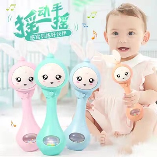 Baby Music Flashing Teether Rattle Toys Rabbit Hand Bells Infant Pacifier Weep Tear Newborn