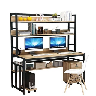 KRUZO SPACIO Modern Study Writing Desk with Bookshelf Office Table WALNUT