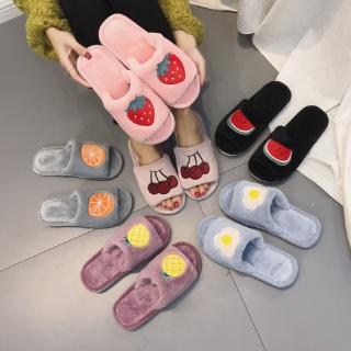 Ready stock Women Cute Fruit Soft Plush Slippers Womens Home Indoor Bedroom