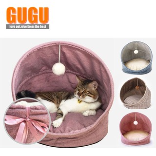 GUGU pet foldable bed puppy house with toy ball Warm Soft Pet Cushion Dog Kennel Cat Castle