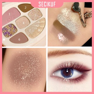 Secikuf Eyeshadow Palette Matte Pearl Fine Flash 8 Color Eyeshadow Contouring Blush Make Up