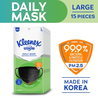 ☇☜☄Medical supplies Kleenex Protect Daily Mask Face Large x 5 packs (15 masks)