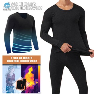 Men Seamless Elastic Thermals Inner Wear Solid Color Warm Slim Underwear for Winter (1)