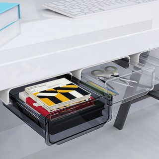 Bel Homme Ph Self Adhesive Under Desk Acrylic Drawer Tray (WHITE/CLEAR)