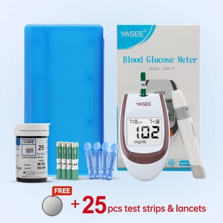 ❤Yasee Blood Glucose Monitor Glucometer Set with 25pcs Test Strips 25pcs Lancets Needles Glucometer